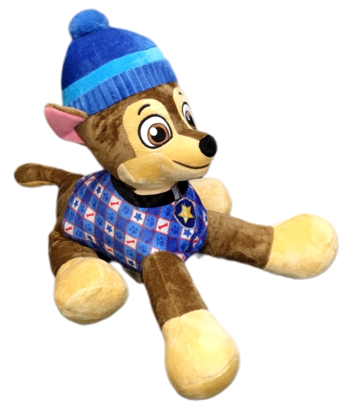 Chase Plüschtier 50cm von der Paw Patrol mit Wintermütze und Schal
